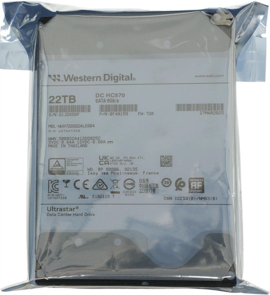 Изображение товара Жесткий диск Western Digital Ultrastar DC HC570 22TB (WUH722222ALE604/0F48159)