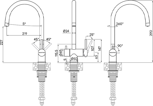 Изображение товара Смеситель Paulmark Heller He213218-BS (брашированная сталь)