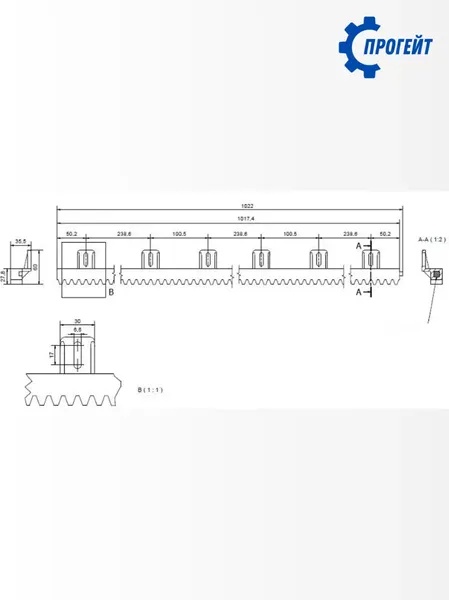 Изображение товара Рейка для ворот Прогейт S6KIT2