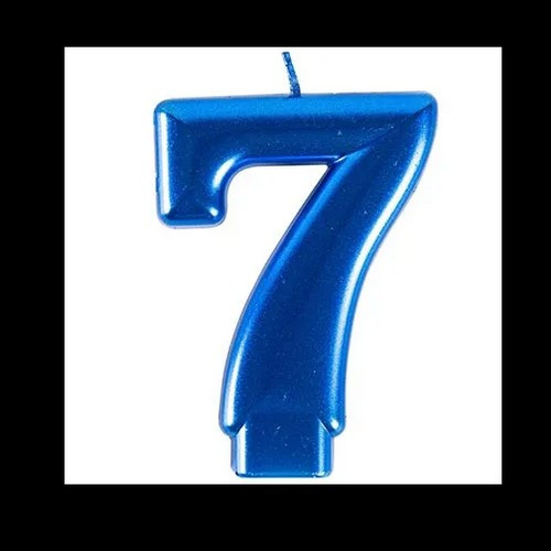 Изображение товара Свеча для торта Свечной маркет Овал Синий Блеск цифра 7