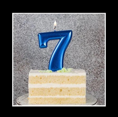 Изображение товара Свеча для торта Свечной маркет Овал Синий Блеск цифра 7