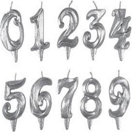 Изображение товара Свеча для торта Свечной маркет Театральная цифра 1 (серебристый)