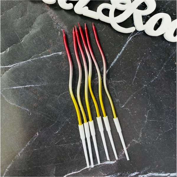 Изображение товара Набор свечей для торта Свечной маркет Волна Градиент 12.5см (6шт, ассорти)