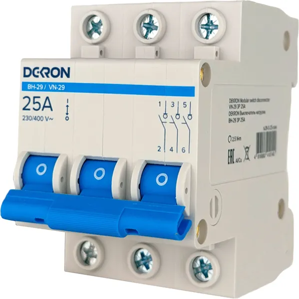 Изображение товара Выключатель нагрузки DEKRON ВН-29 3P 25А / is29-3-25-dek