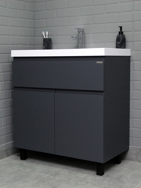 Изображение товара Тумба под умывальник Домино Unit 80 Graffo В1 (графит матовый)