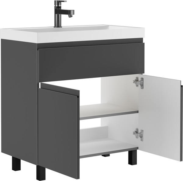 Изображение товара Тумба под умывальник Домино Unit 80 Graffo В1 (графит матовый)