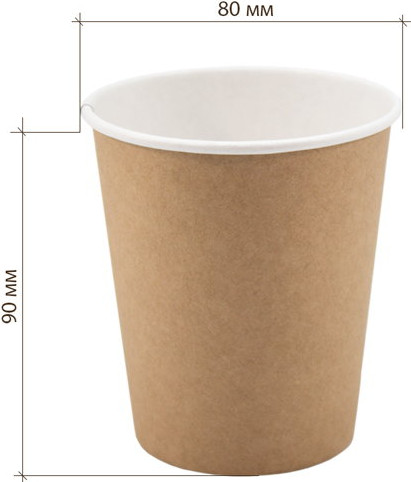 Изображение товара Набор бумажных стаканов Лекс Однослойные (6шт, 250мл, крафт)