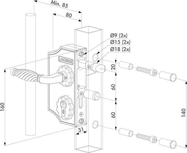 Изображение товара Замок накладной LOCINOX LAKY4040F2L9005VCAFA