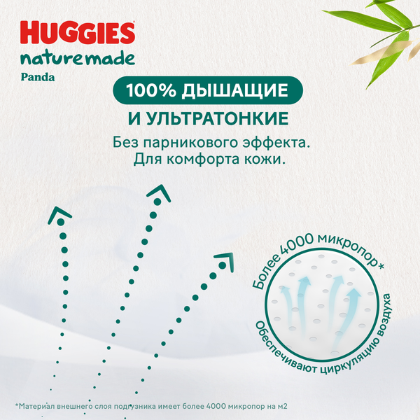 Изображение товара Подгузники детские Huggies Naturemade  Mega до 5кг (76шт)