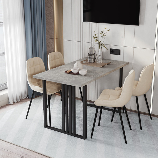 Изображение товара Обеденный стол Mio Tesoro Laim 100x60 (бетонный камень/черный)