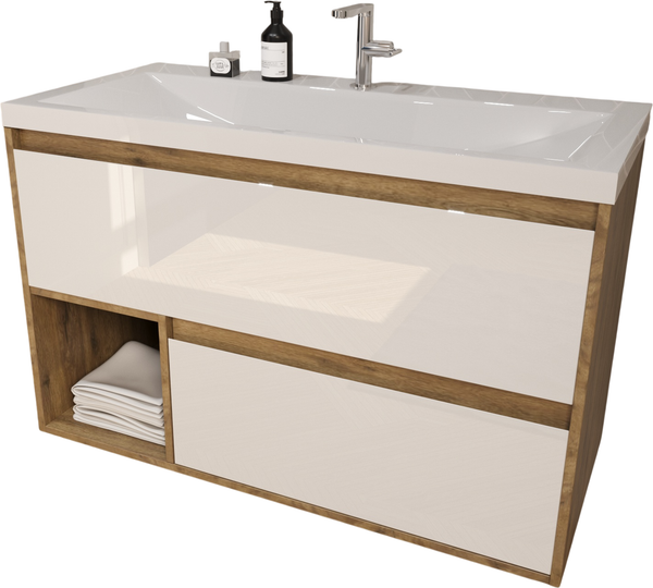 Тумба под умывальник Эстет Monaсo Wood 100х48 2 ящика / ФР-00010676 — фото 5