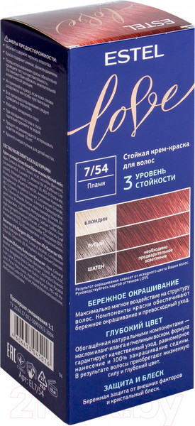 Изображение товара Крем-краска для волос Estel Love 7/54 (пламя)