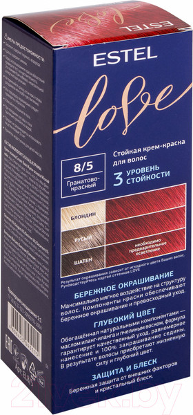 Изображение товара Крем-краска для волос Estel Love 8/5 (гранатово-красный)