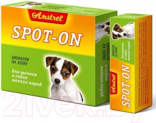 Изображение товара Капли от блох Amstrel Spot-on для щенков и собак мелких пород (2мл)
