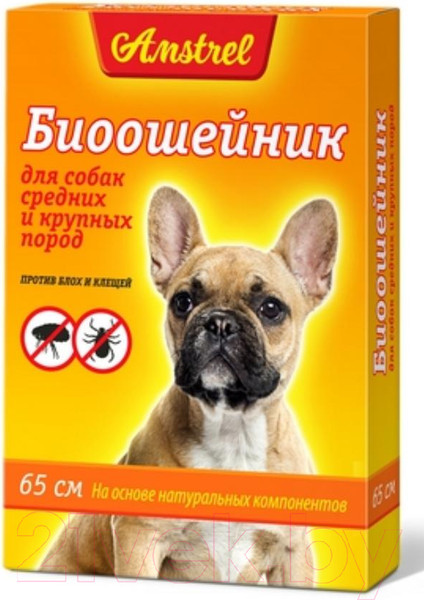 Изображение товара Ошейник от блох Amstrel Для собак (65см, оранжевый)