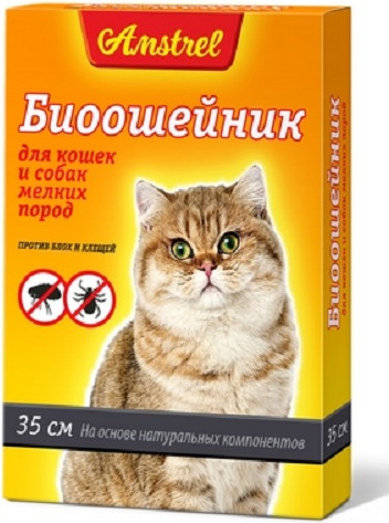 Изображение товара Ошейник от блох Amstrel Для кошек и мелких собак (35см, черный)
