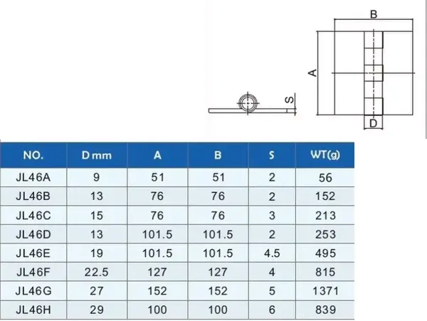 Изображение товара Комплект петель дверных Прогейт JL46D/4 (4шт)