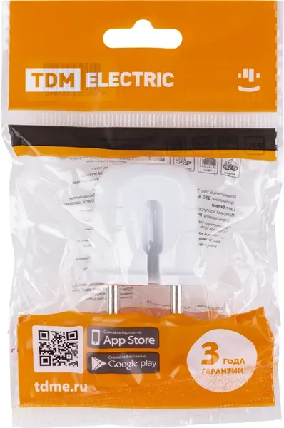 Изображение товара Вилка штепсельная TDM 10А 250В SQ1806-0209 (белый/красный)
