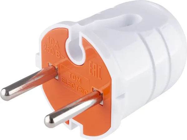 Изображение товара Вилка штепсельная TDM 10А 250В SQ1806-0209 (белый/красный)