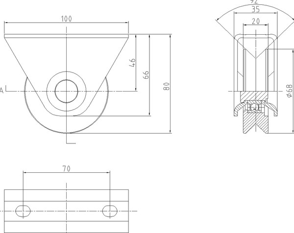 Изображение товара Опора роликовая для ворот Прогейт HT1V70