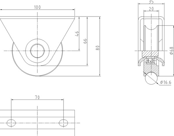 Изображение товара Опора роликовая для ворот Прогейт HT1U70R8/2 (2шт)