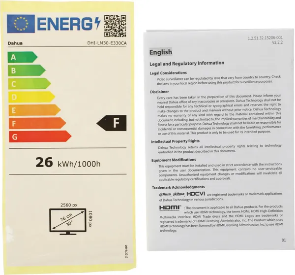 Изображение товара Монитор Dahua DHI-LM30-E330CA (черный)