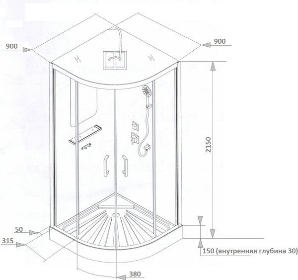 Изображение товара Душевая кабина Cerutti Spa Viva91B (черный)