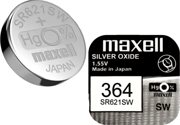 Изображение товара Батарейка Maxell Watch 364 SR621SW Silver 1.55V Bl.1