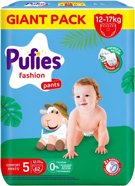 Изображение товара Подгузники-трусики детские Pufies Pants Fashion Junior 12-17кг (62шт)