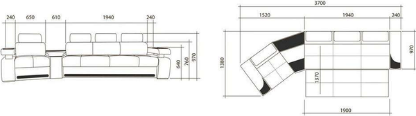 Изображение товара Диван Петрамебель Марсель Люкс Левый (серый/глори 23/глори 25)