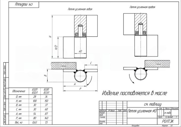 Изображение товара Петля воротная Ролтэк 833П