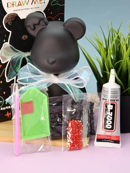 Изображение товара Набор для творчества ILikeGift Алмазная мозаика на фигурке Draw Me! Black bear / 156-DB035