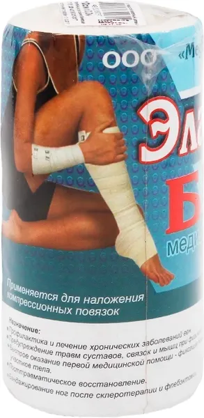 Изображение товара Бинт эластичный MEK Вязаный с лайкрой компрессионный ленточный средней растяжимости (0.12x3м)