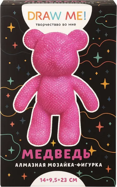 Изображение товара Набор для творчества ILikeGift Алмазная мозаика на фигурке Draw Me! Fuchsia bear / 156-DB004