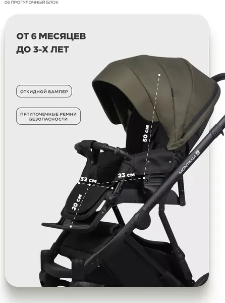 Изображение товара Детская универсальная коляска Riko Montana X 2 в 1 (54 оливковый)