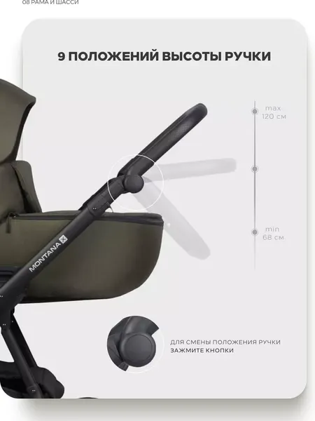 Изображение товара Детская универсальная коляска Riko Montana X 2 в 1 (54 оливковый)