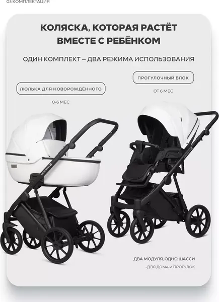 Изображение товара Детская универсальная коляска Riko Montana X Ecco 2 В 1 Basic (11 белый)