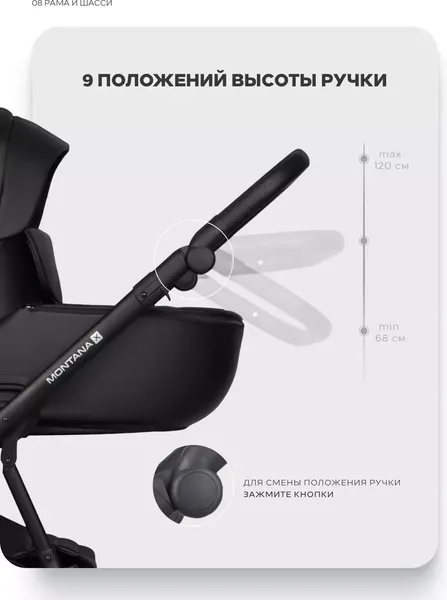 Изображение товара Детская универсальная коляска Riko Montana X Ecco 2 В 1 Basic (12 черный)