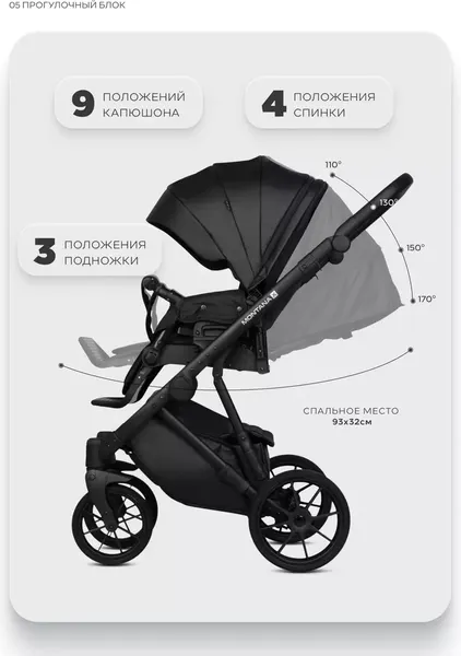 Изображение товара Детская универсальная коляска Riko Montana X Ecco 2 В 1 Basic (12 черный)