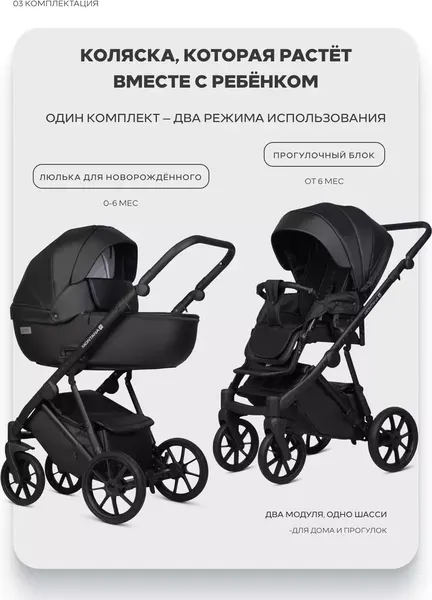 Изображение товара Детская универсальная коляска Riko Montana X Ecco 2 В 1 Basic (12 черный)