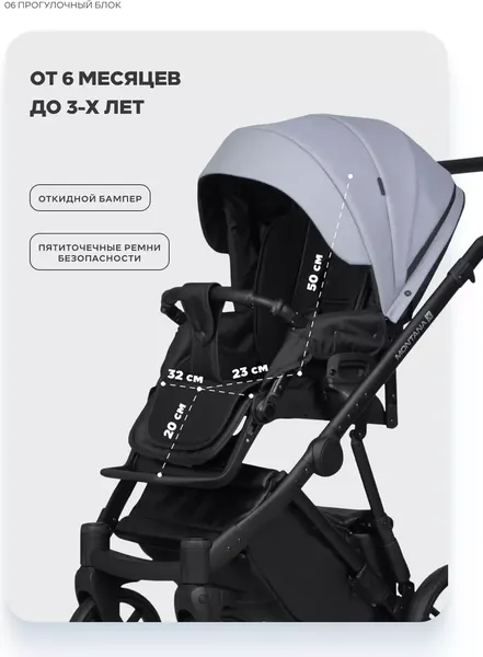 Изображение товара Детская универсальная коляска Riko Montana X Ecco 2 В 1 Basic (23 серый)