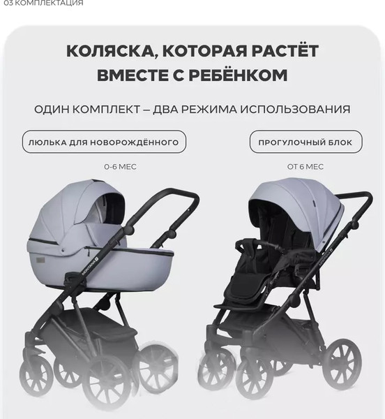 Изображение товара Детская универсальная коляска Riko Montana X Ecco 2 В 1 Basic (23 серый)