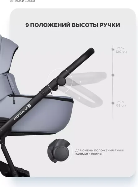 Изображение товара Детская универсальная коляска Riko Montana X Ecco 2 В 1 Basic (23 серый)