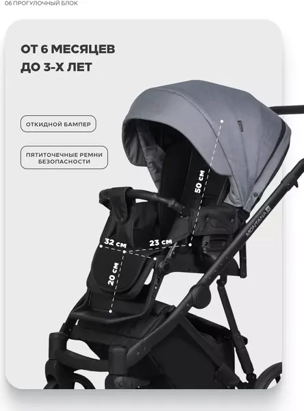 Изображение товара Детская универсальная коляска Riko Montana X Plus 2 В 1 Basic (40 графит/серый)