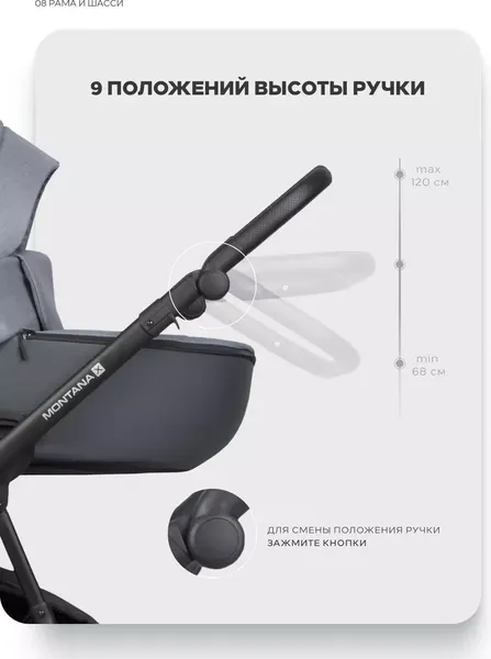 Изображение товара Детская универсальная коляска Riko Montana X Plus 2 В 1 Basic (40 графит/серый)