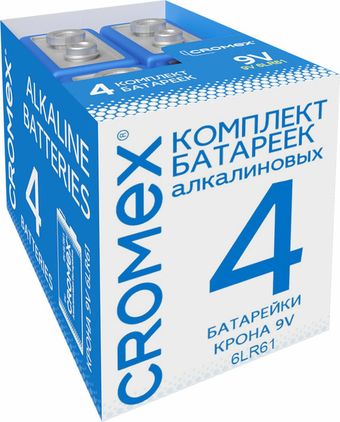 Изображение товара Комплект батареек Cromex Крона 9V / 456453 (4шт)