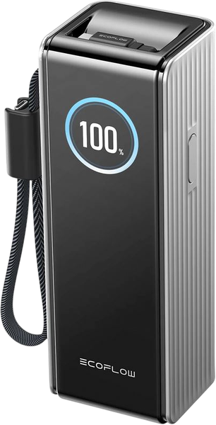 Изображение товара Портативное зарядное устройство EcoFlow Rapid 25k (25000 мАч, серебристый, со встроенным и выдвижным кабелями 100 Вт)
