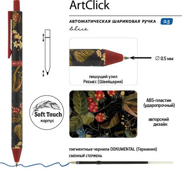 Изображение товара Ручка шариковая Bruno Visconti ArtClick. Flora. Black night / 20-0374/01 (синий)