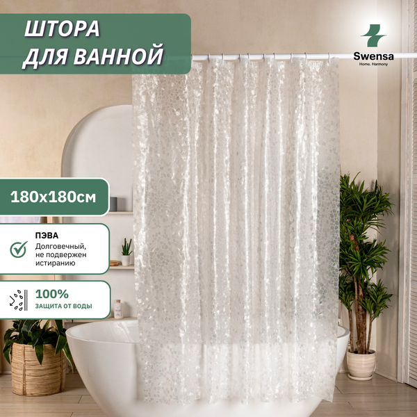 Изображение товара Шторка-занавеска для ванны SWENSA Miracle SWC-50-36 (белый)