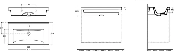 Изображение товара Умывальник Керамин Тобаго 80 ФС (мебельный, белый матовый)